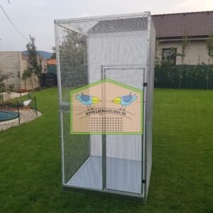 Hliníková voliera 1x1x2m s pletivom esafort 19x19x1,45 mm s výsuvným roštom a plnou zadnou stranou