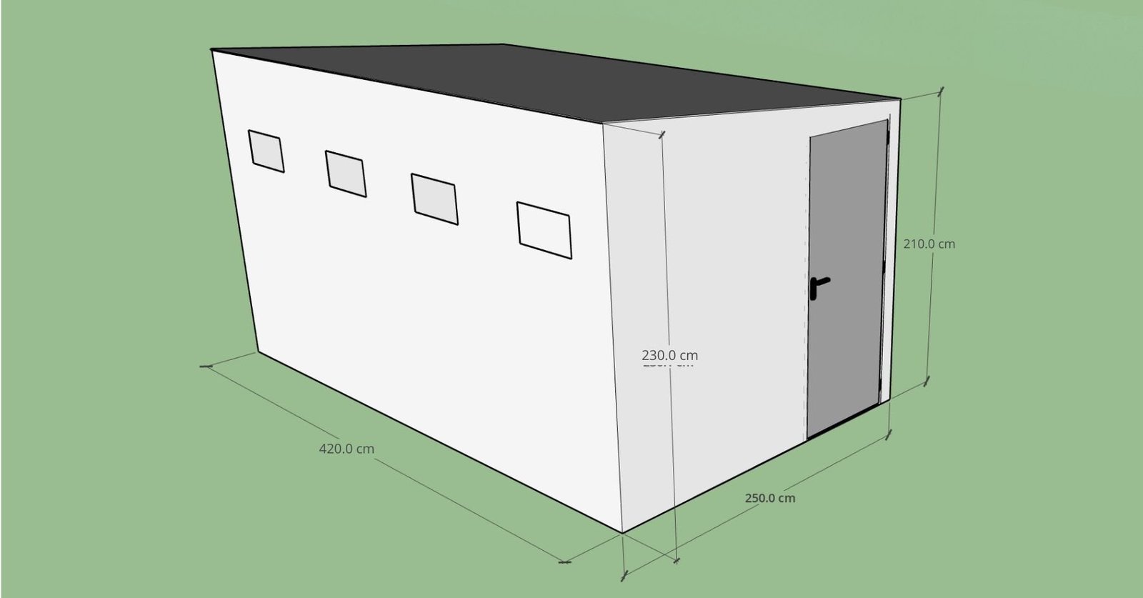 Pur domček 6,2 x 2,5 x 2,3 m