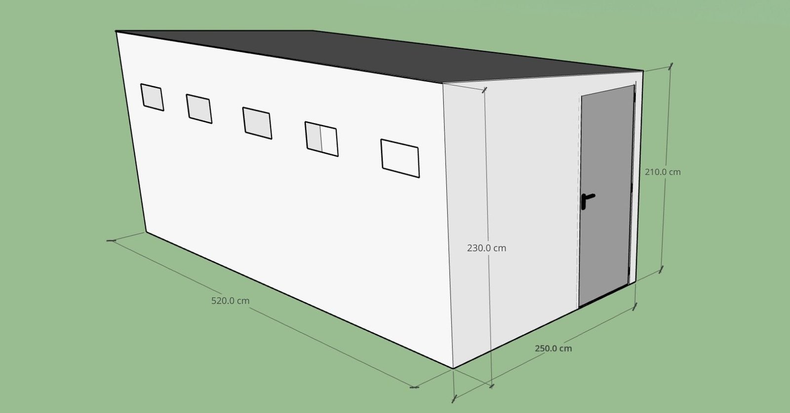 Pur domček 6,2 x 2,5 x 2,3 m