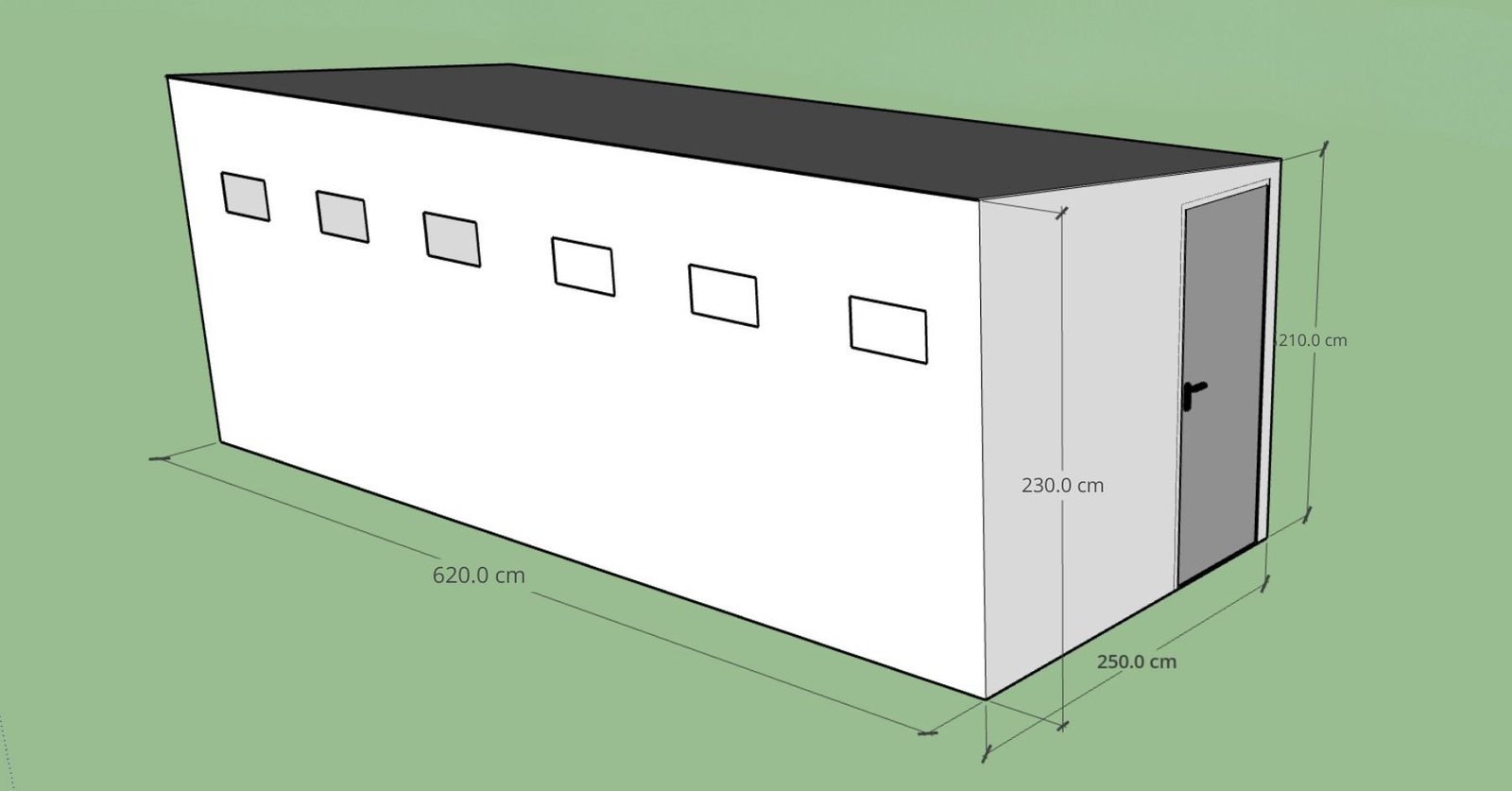 Pur domček 6,2 x 2,5 x 2,3 m
