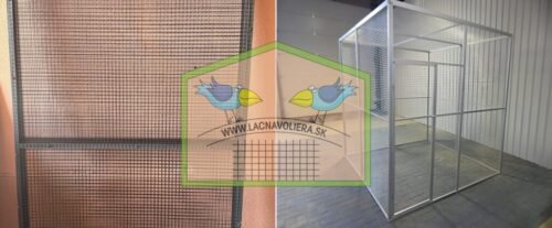 Doprava ZDARMA!!! Voliera je určená pre veľké papagáje a zvieratá ktoré potrebujú veľky priestor. Voliera má základné rozmery 204x206cm a na výšku 200cm je osadená pletivo Esafort 3x zinkované po zvarení s okom 16x16x1,2 mm, 19x10x1,5 mm alebo 25x25x1,75 mm. <strong>Stačí si vybrať a napísať do poznámok typ pletiva</strong> V prípade požiadaviek nie je problém klietku osadiť aj iným druhom pletiva drôt 2,05 mm Voliera je osadená otočný kŕmny pult na 3 misky, 3misky, dvierka Po dohode je možné časť voliery vyplniť aj plným materiálom. Voliera je rozoberatelná na panely o rozmere 1x2m a zároveň ľahko skladatelná, kôli preprave. <ul> <li>Cena s dopravou Zdarma</li> <li>Slovenský výrobok</li> <li>Jednoduchá montáž a demontáž</li> <li>Rýchle dodanie</li> <li>Hliníkove voliery a klietky podľa priania a presnej špecifikácie zákazníka</li> <li>Kvalitné a zdravotne nezávadné voliery a klietky pre zvieratá</li> </ul> Doprava v Rámci SR ZDARMA a v rámci ČR poplatok 30 eur​